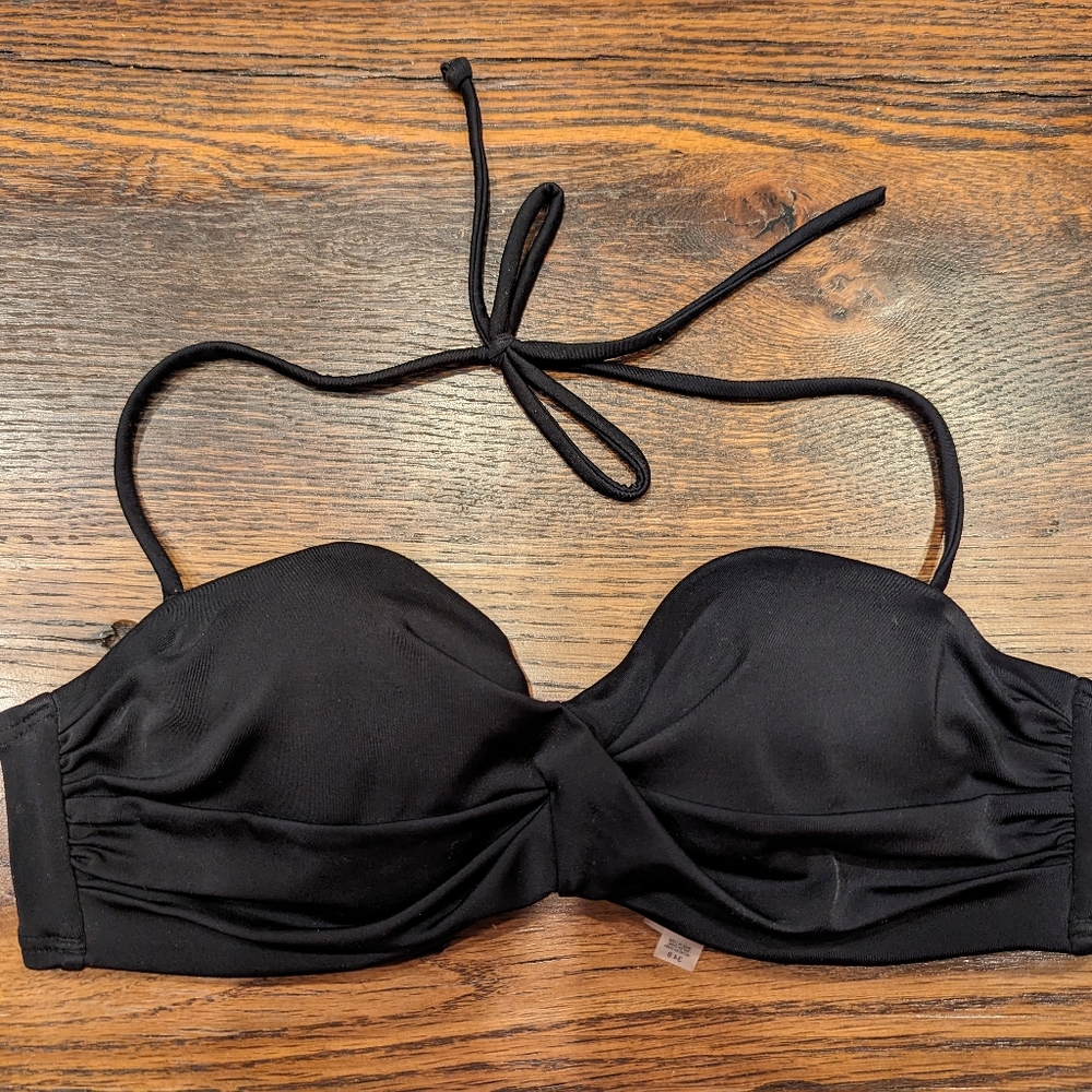 Victoria's Secret Black Bandeau Twisted Swim Top - S